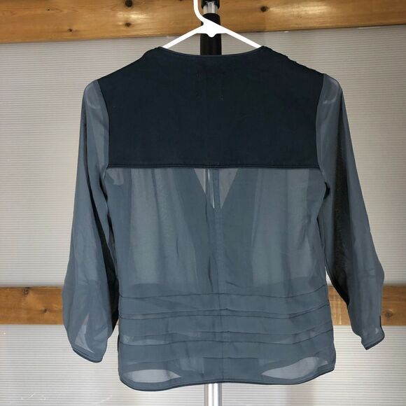 Uo SILENCE + NOISE dark green blue sheer snap blazer jacket sz XS - Picture 2 of 7